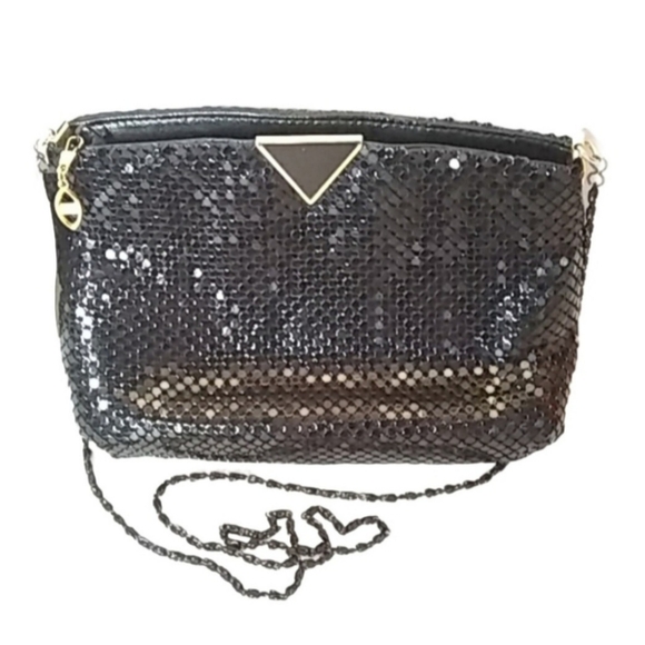 NWOT Vintage Michael, Warren Reed Metal Mesh Evening Shoulder Bag | Black - Picture 1 of 16